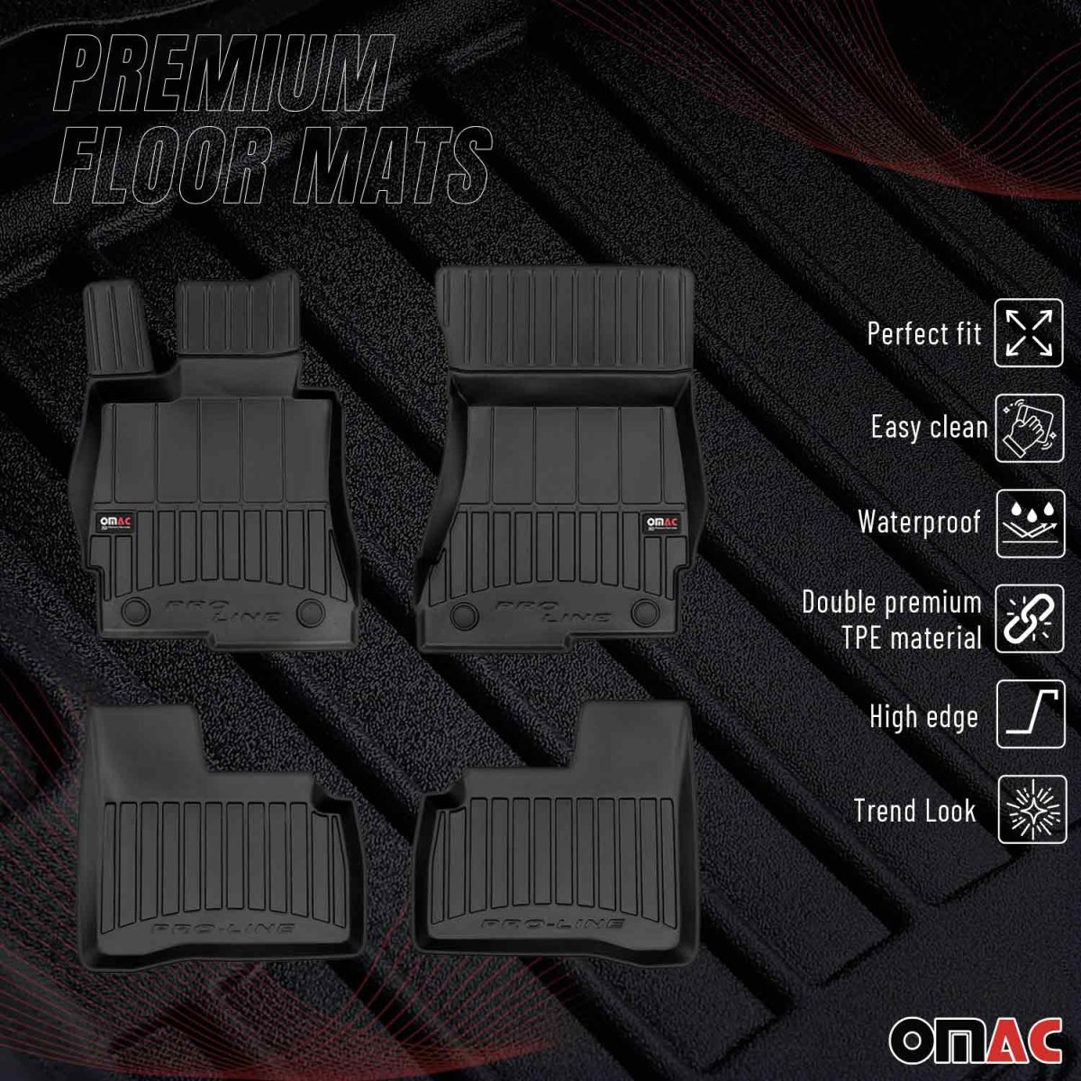 Mercedes S Class Floor Mat - Omac - Premium TPE - Black - '05-'13